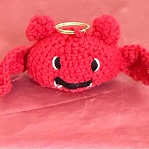 Red Crochet bat keychain